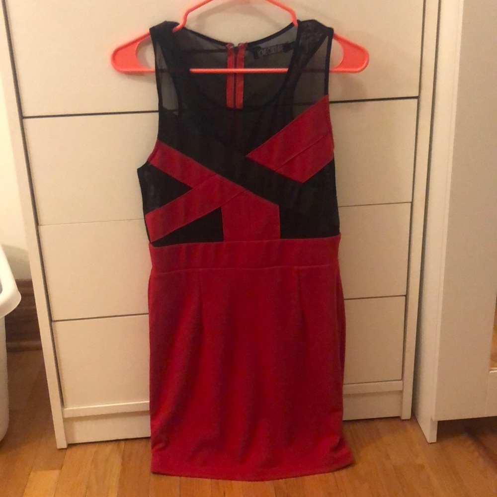 Red and black dress